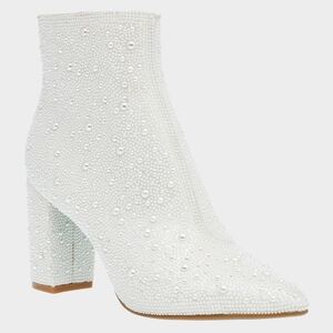 Betsey Johnson Pearl-Embellished Ankle Boots